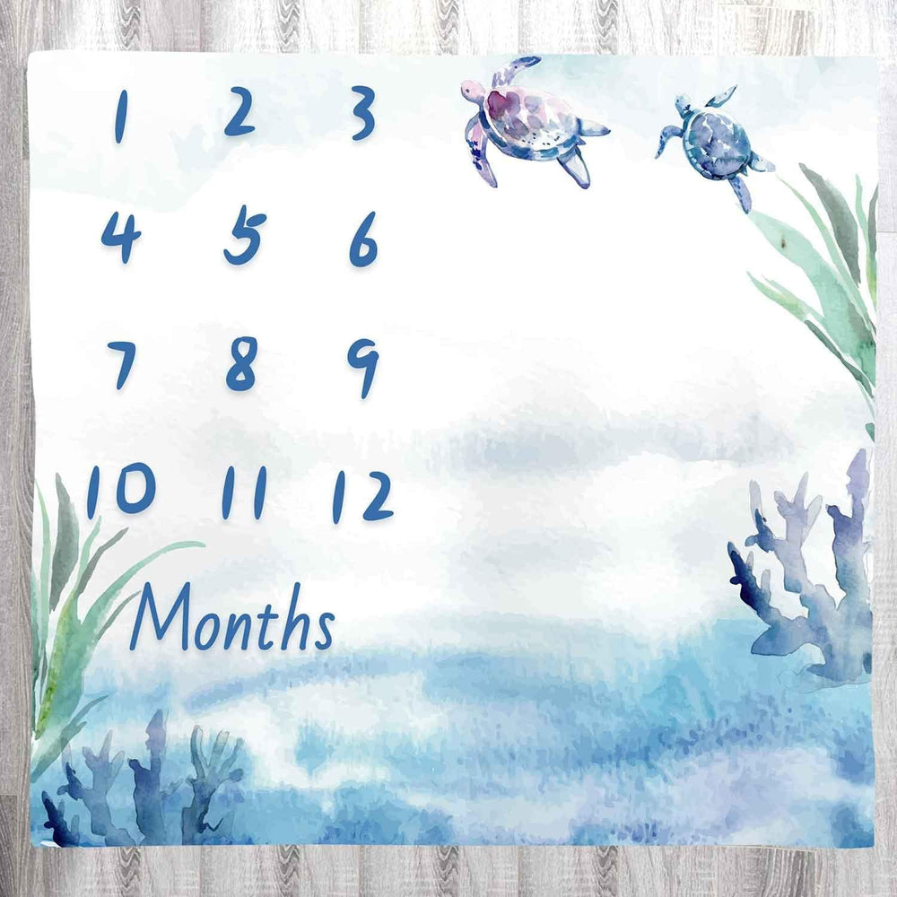 LYLYCTY milestone blanket turtle blue ocean for monthly photos