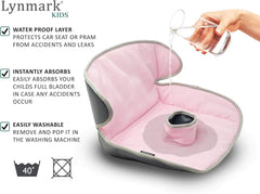 Lynmark Potty Training Car Seat Protector Cover edge area coverage pink – protects buckle region during trips