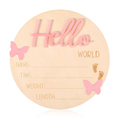 Lyreh baby-announcement-board wooden sign for newborn photos and keepsake.