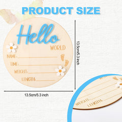 Lyreh baby announcement sign blue closeup showing smooth wood texture