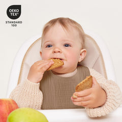 LYRICHOM BABY drool bib adjustable snaps demonstrate growth-friendly fit from newborn to 36 months