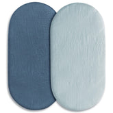 LYRICHOM Baby muslin bassinet sheet 2-pack offering breathable cotton for baby comfort.