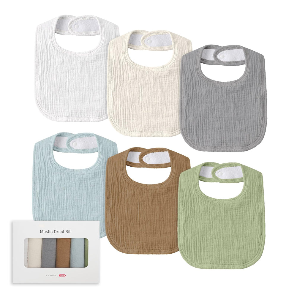 LYRICHOM BABY muslin drool bib front view for soft absorbent teething drool protection