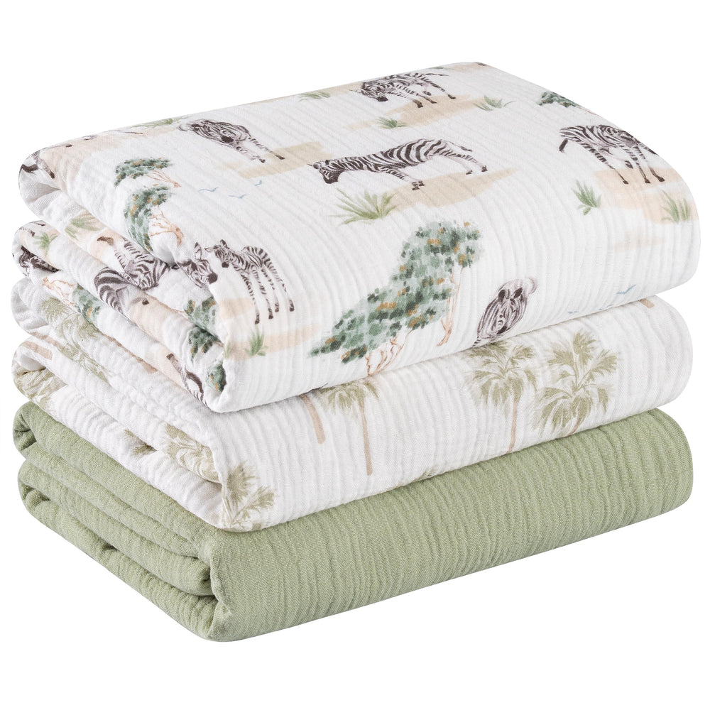LYRICHOM BABY muslin swaddle blanket close-up shows ultra-soft organic cotton for newborn comfort.