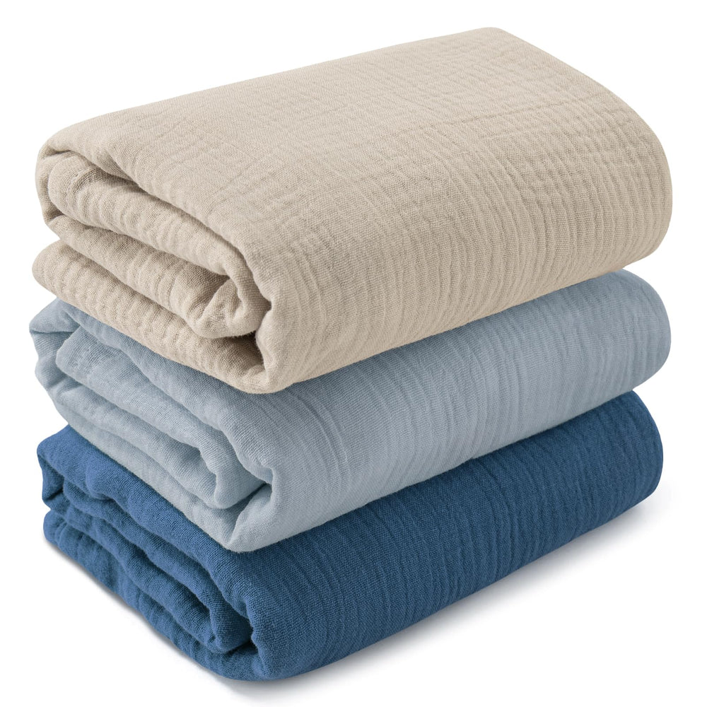 LYRICHOM BABY muslin swaddle blanket folded for gentle swaddling and soft texture.