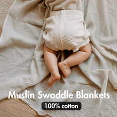 LYRICHOM BABY muslin swaddle blanket 38x40 inch size for roomy wraps.