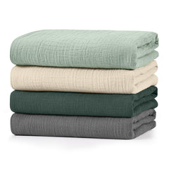 LYRICHOM BABY muslin swaddle blankets front view in four-pack for newborn comfort