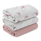 LYRICHOM BABY clouds swaddle pack shows soft breathable muslin for gentle newborn swaddling.