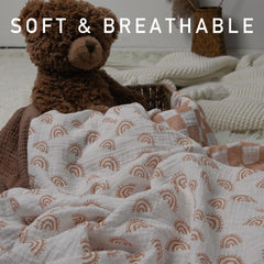 LYRICHOM BABY muslin swaddle fabric closeup, showcasing soft, breathable material.
