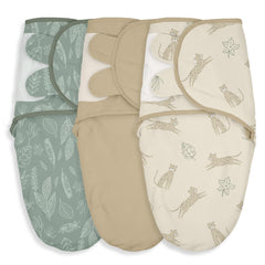 LYRICHOM BABY swaddle sacks cat leaves print 3-pack keeps newborn snug and secure
