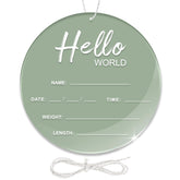 LZC LADYS GIFT baby announcement sign 6-7 inch green front view for nursery display