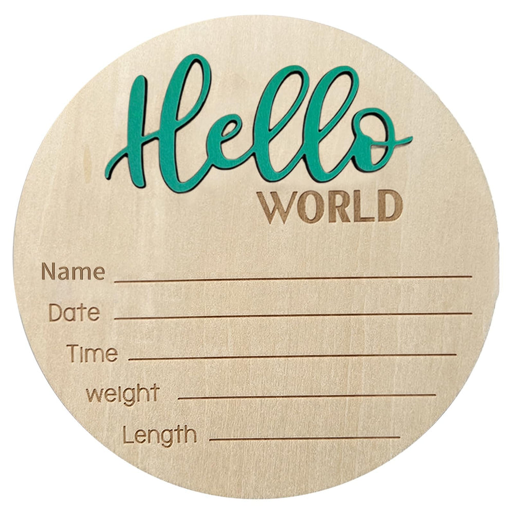 LZEDIRA baby announcement sign hello world green photo prop for newborn portraits