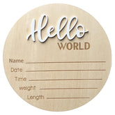 LZEDIRA baby announcement sign with Hello World on wood for newborn photos.