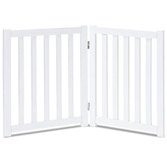 LZRS 2-panel wooden dog gate 24in high blocks doorway access for puppies.