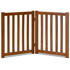 LZRS 2-panel wooden dog gate in doorway for reliable pet safety.