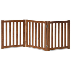 LZRS 3-panel wooden gate in oak finishes blocks doorways for safe pets.