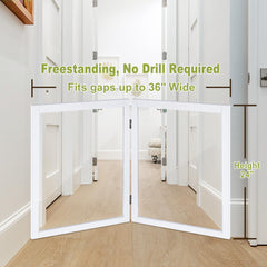 LZRS Clear Dog Gate hardwood frame combines elegance with sturdy containment for indoor spaces.