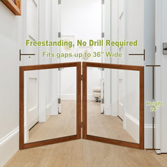 LZRS two-panel cherry gate setup demonstrates compact, stylish indoor barrier.