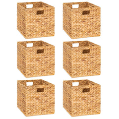 M4DECOR water hyacinth basket 12x12 on shelf for organized toys and books.