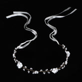 Maahongh Golden Flower Girl Headpiece close-up with pearls for elegant photos