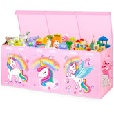 Mabahoo extra large toy chest front view pink for organized toy storage