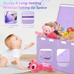 Mabahoo toy box open lid demonstrates quick access to toys during playtime