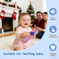 MACLUD remote teether three-pack in pink offers gentle chewing texture for babies