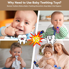 MACLUD purple remote teether promoting hand-eye coordination during chewing.