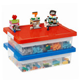 MACOPRO Toys Storage Box with baseplate lid offers stable Lego builds and easy cleanup.