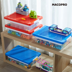 MACOPRO stackable design saves shelf space while keeping bricks visible.