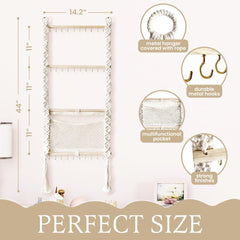 Macrame Headband Holder Cream closeup shows durable cotton weave ideal for daily use.