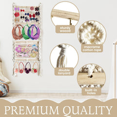 Macrame Headband Holder metal-hooks detail highlights sturdy hooks for bows.