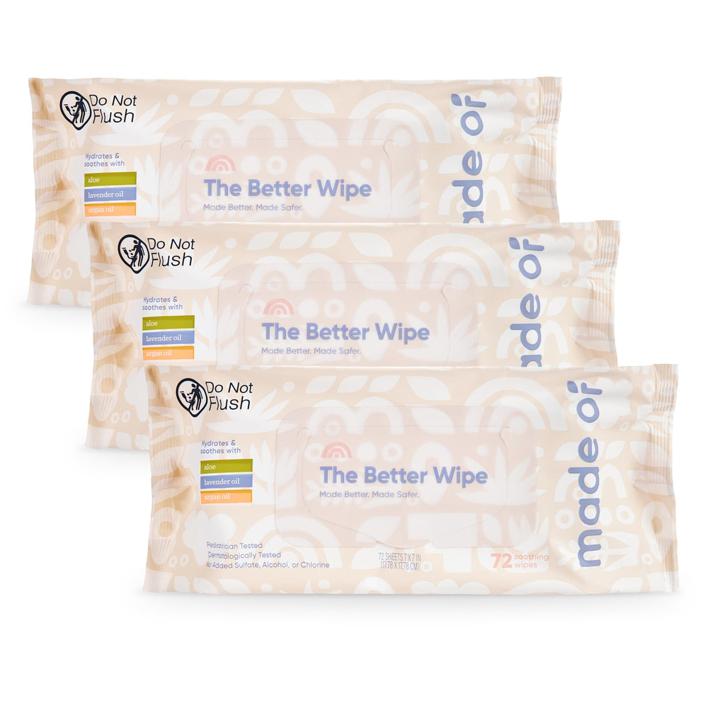 MADE OF Organic Sensitive Baby Wipes pack front showing fragrance-free formula for delicate skin