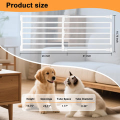 Maerd Short Dog Gate retractable length extended for wider doorways.