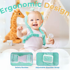 Maforts head protector adjustable straps and chest belt support secure wear during sitting and walking.