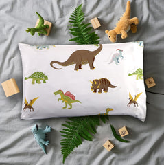 MAG Dinosaure pillowcase microfiber closeup highlights soft, skin-friendly fabric