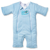 Magic Sleepsuit blue back-sleep view shows secure transition for calmer naps.