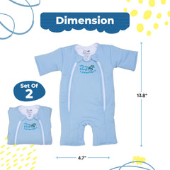 Magic Sleepsuit blue sleep sack side view showing leg room for movement