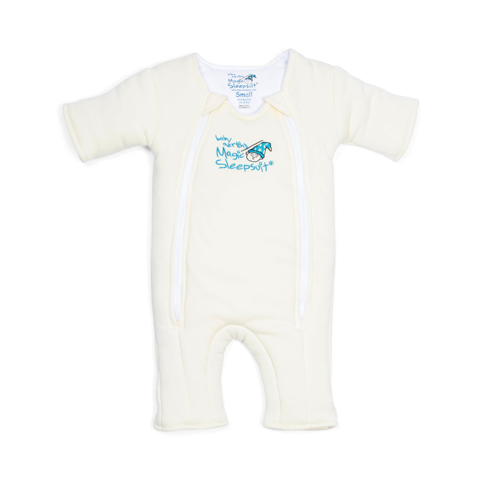 Magic Sleepsuit Merlin's Microfleece front-view demonstrates cozy transition for calm, secure sleep.