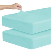 Magik & Kover stretchy crib sheets aqua blue pack offer breathable softness for peaceful naps.
