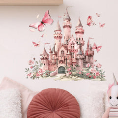 MagiMural red castle wall stickers add whimsical charm to a kid's room for imaginative play.
