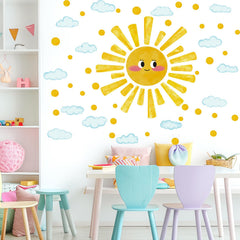MagiMural Watercolor Sun Wall Sticker brightens nurseries with soft sun rays for a calming effect.