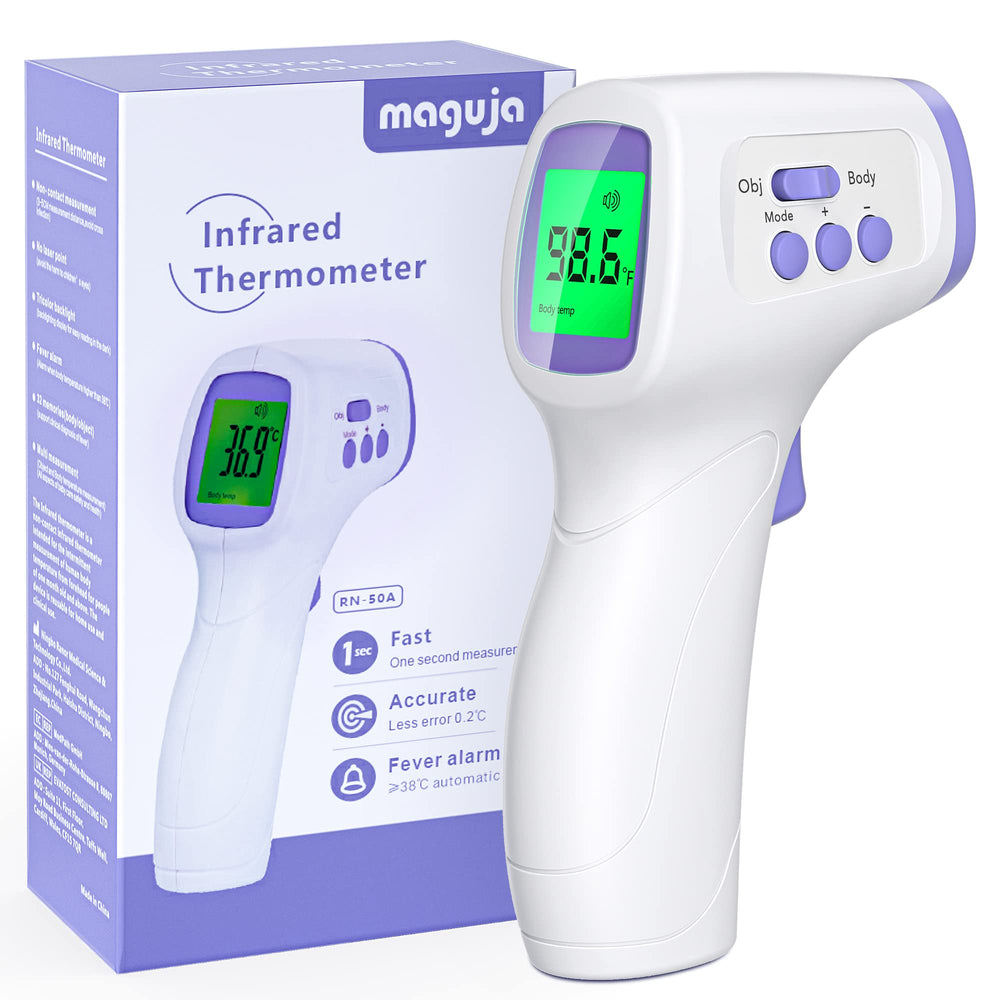 maguja non-contact forehead thermometer showing safe, fast readings without physical contact