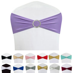 Maiangel spandex chair sash lavender bow closeup for elegant wedding decor.