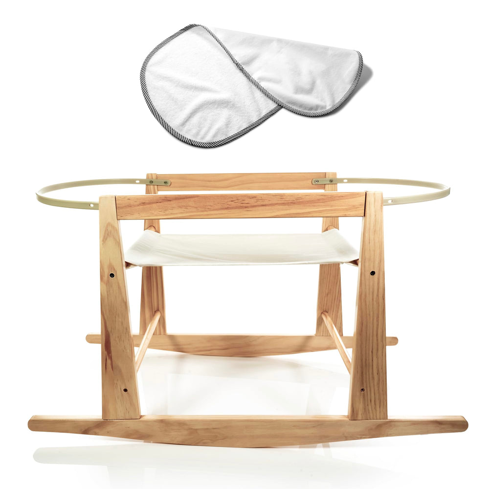 Mainefield Pacific Moses Basket Stand assembly demonstrates easy setup for new parents.