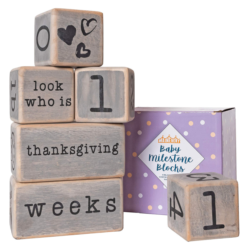 MAINEVENT Rustic Baby Monthly Blocks complete set for timeless milestone photos