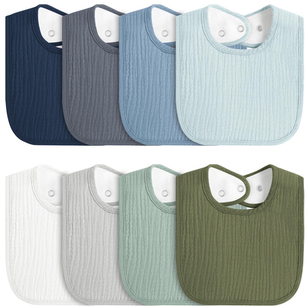MairMore 8-pack bibs in colorful set protect outfits during feeding and teething.