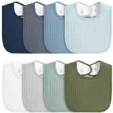MairMore 8-pack bibs in colorful set protect outfits during feeding and teething.
