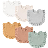 MairMore baby muslin bibs closeup showing soft cotton texture for gentle drool absorption.
