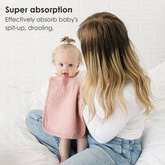 MairMore burp cloth triple-layer design with waterproof center blocks moisture.